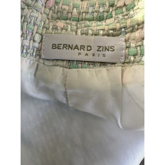 Bernard Zins Paris Tweed Blazer Women’s 4 Green Yellow Jacket Cropped - Picture 6 of 7